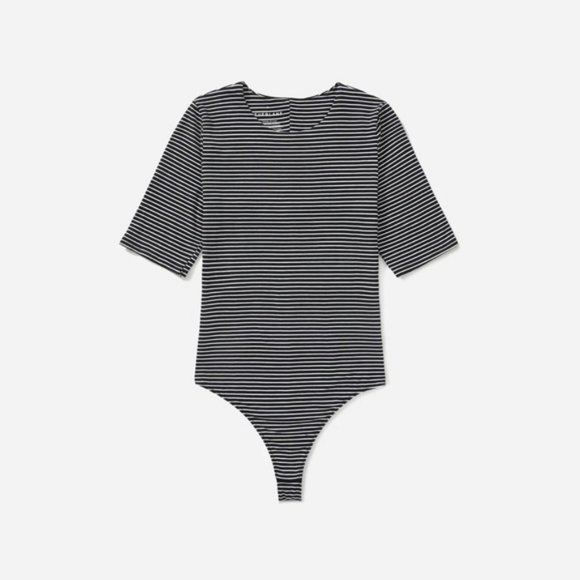 Everlane The Short-Sleeve Crew Neck Stripe Bodysuit Medium - Picture 4 of 13